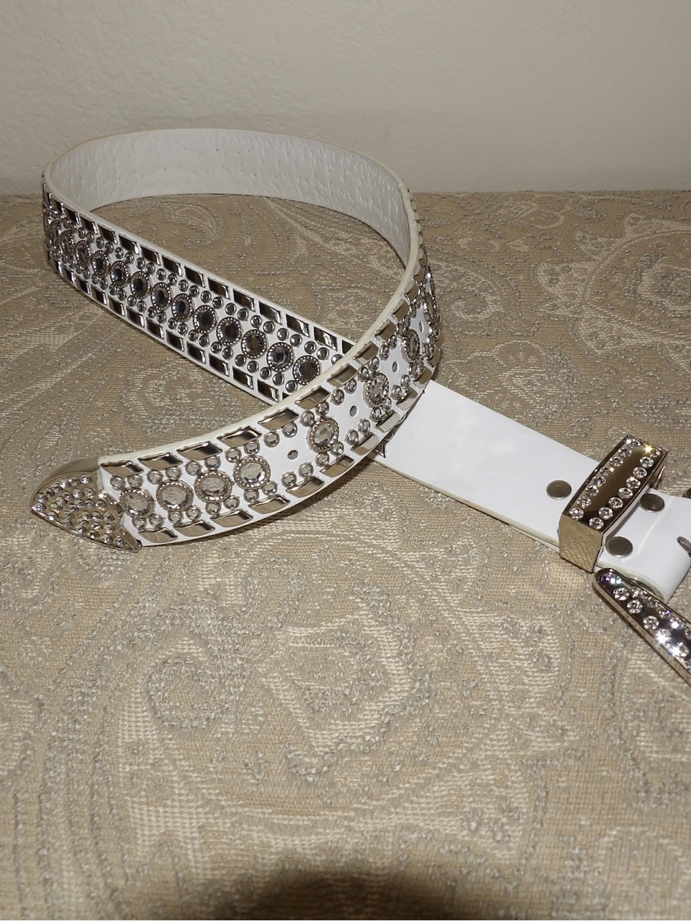 White Rhinestone Statement Belt - Picture 2 of 7